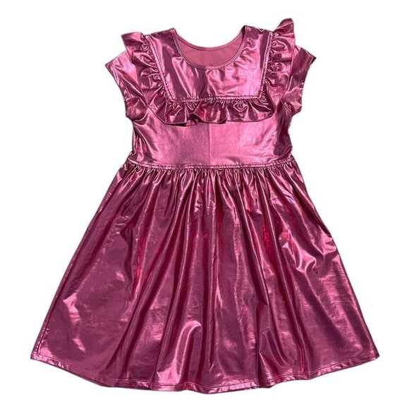 Pink Chicken 10Y Blush Pink Metallic Quinn Lame Dress